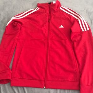 Red adidas zip-up hoodie